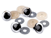 Lade das Bild in den Galerie-Viewer, Tierauge Sicherheitsauge 25mm silber Glitzer