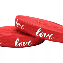 Lade das Bild in den Galerie-Viewer, Gummiband Haarband Armband Love silber auf rot