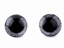 Lade das Bild in den Galerie-Viewer, Tierauge Sicherheitsauge 25mm silber dunkel Glitzer
