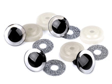 Lade das Bild in den Galerie-Viewer, Tierauge Sicherheitsauge 25mm silber dunkel Glitzer
