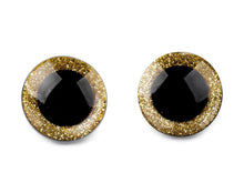 Lade das Bild in den Galerie-Viewer, Tierauge Sicherheitsauge 25mm gold Glitzer
