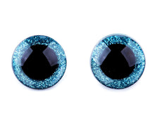 Lade das Bild in den Galerie-Viewer, Tierauge Sicherheitsauge 25mm blau Glitzer
