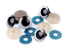 Lade das Bild in den Galerie-Viewer, Tierauge Sicherheitsauge 25mm blau Glitzer
