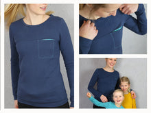 Lade das Bild in den Galerie-Viewer, Schnittreif - Frau Bente - Sweater mit (o.ohne) Brusttasche
